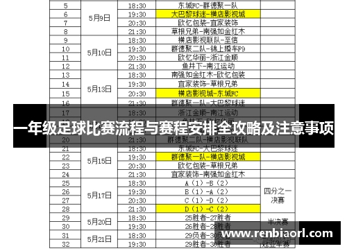 一年级足球比赛流程与赛程安排全攻略及注意事项